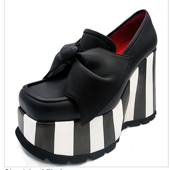 Black and White Platform Loafers - Picture 2 of 4